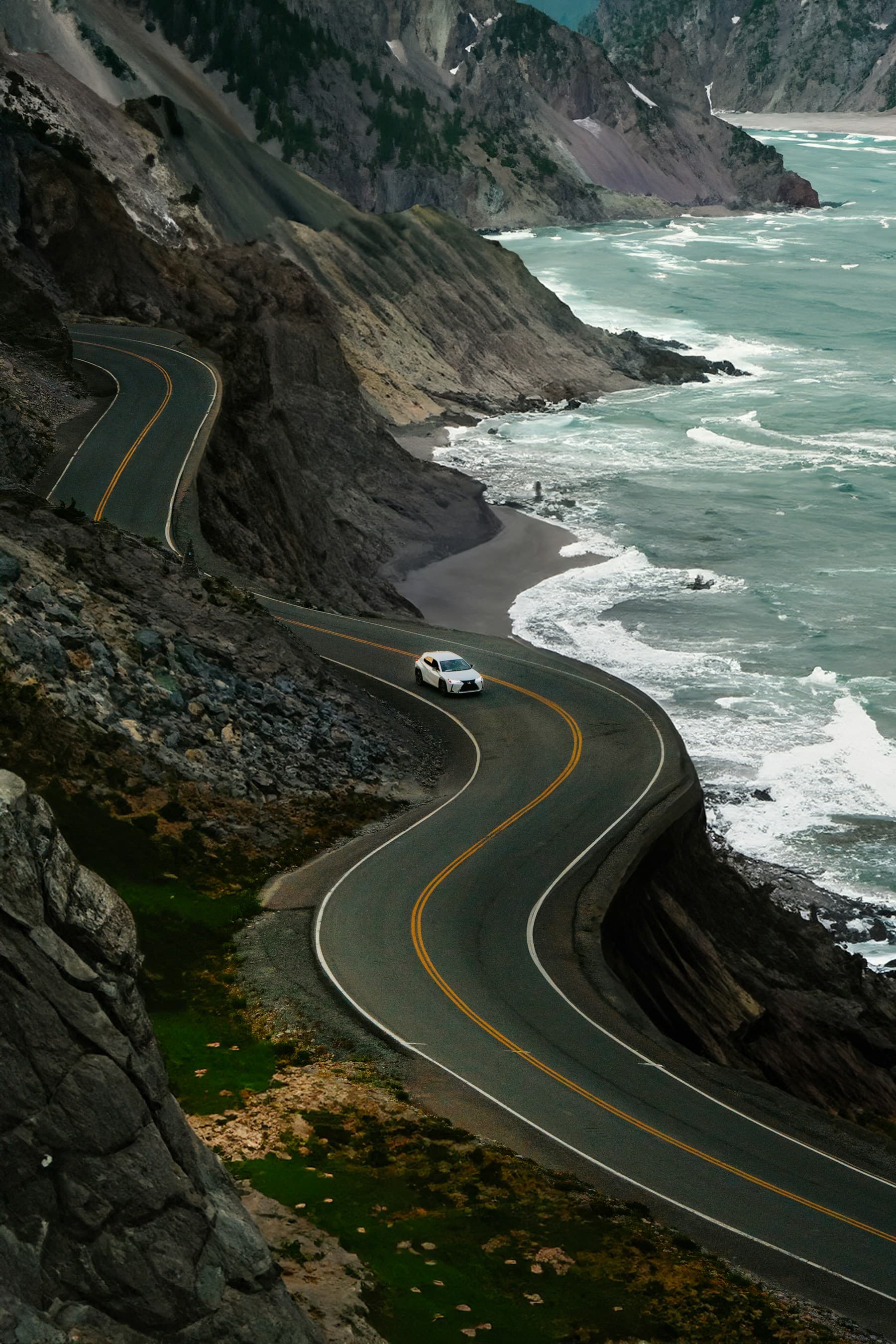 Coastal road used as a route planning visual
