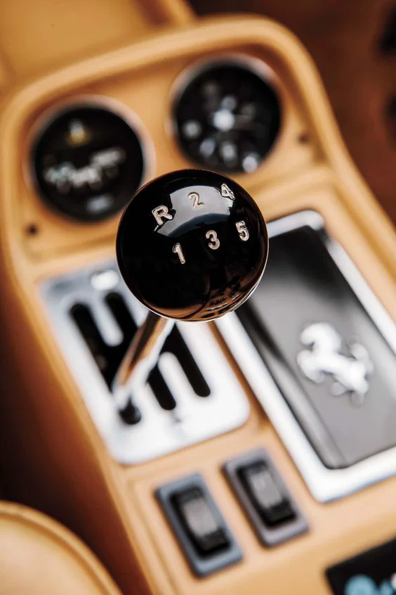 The gated manual shifter of a collector car